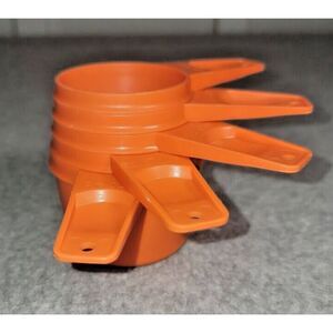 Vintage Tupperware Measuring Cups Set Orange Retro Set of 5 NOS
